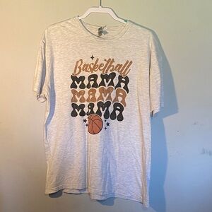 Next Level Apparel Basketball Mama T-Shirt - Gray and Brown